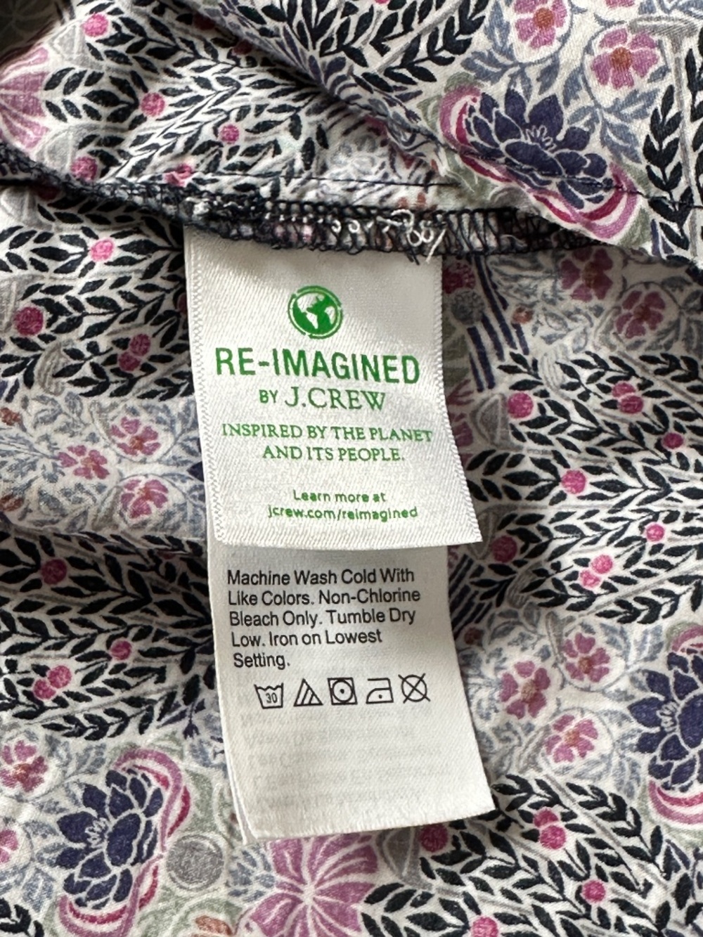 J. Crew Tie-Sleeve Button-Front Organic Cotton Dress Liberty Club Nouveau Print - Picture 13 of 15
